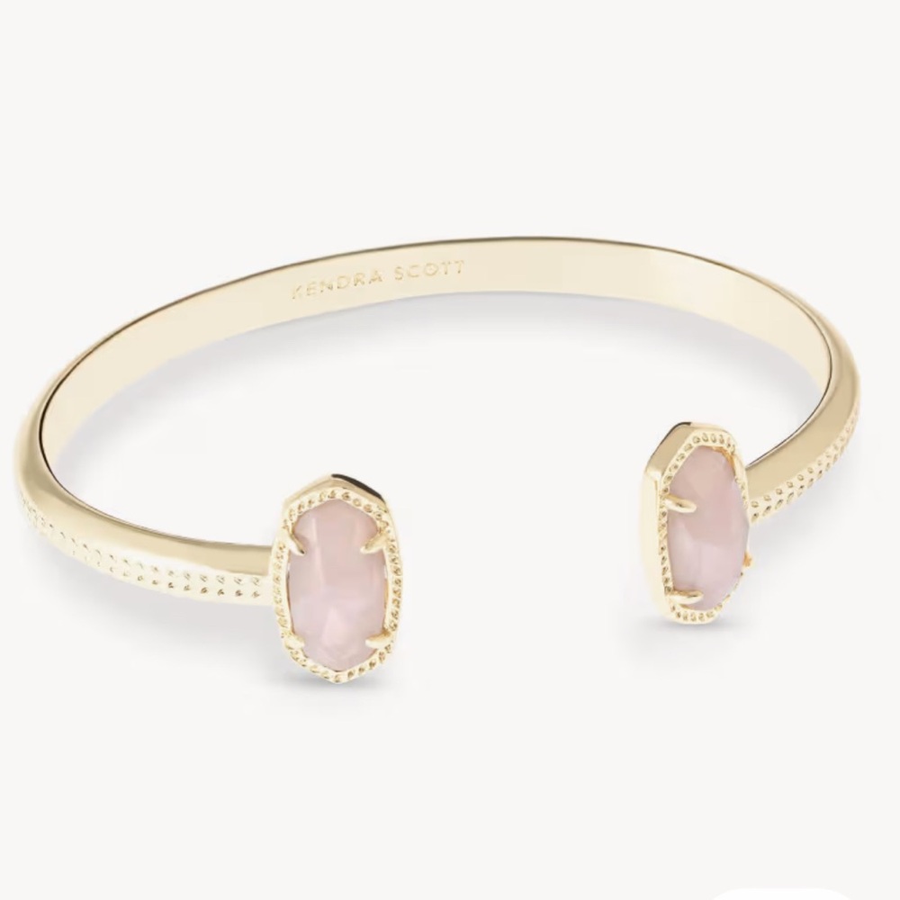 Kendra Scott Elton Gold Tone Cuff Bracelet in Rose Quartz